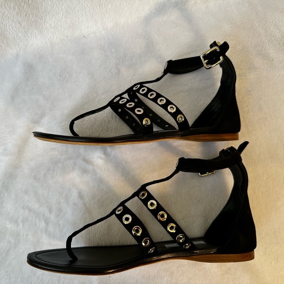 Black suede Prada T-Strap gladiator sandals, 36.5, great condition! - Picture 9 of 15